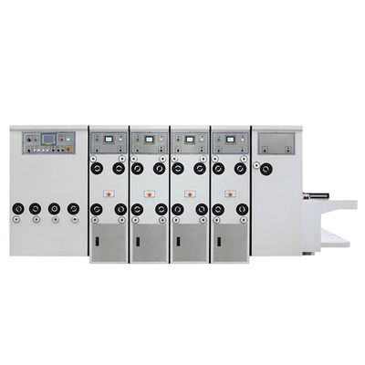 4 Color Carton Flexo Printing Machine Lead Edge Feeding With Die Cutter Unit